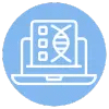 Laptop with DNA on screen icon.