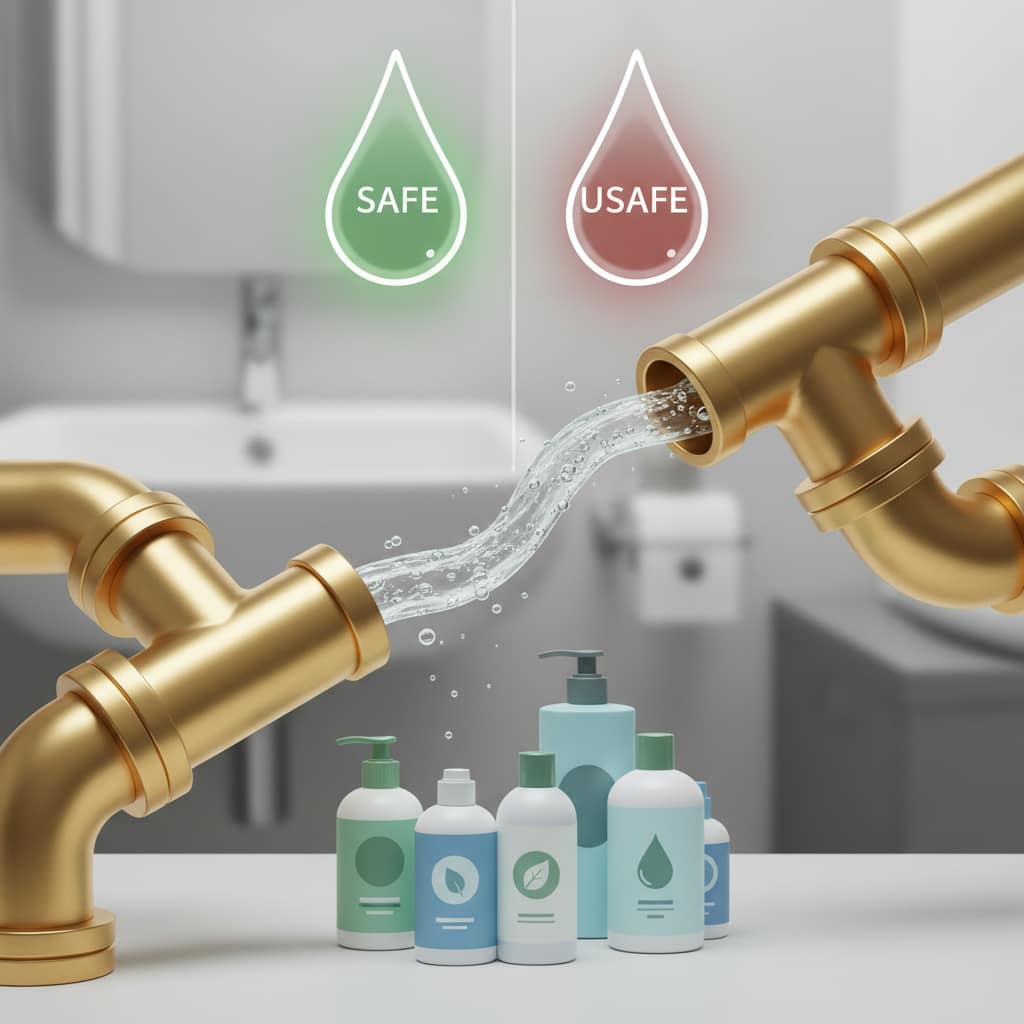 Which drain cleaner is safe for brass pipes